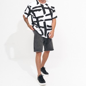 Camiseta de Manga Corta Oversize para Hombre, Cuello Redondo, Diseño Pintado a Mano, Estilo Urbano, Algodón Jersey, Corte Regular - Product Image 6