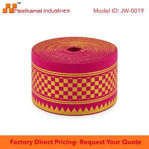 Ruban Jacquard Tissé Rose Vif Doré 31mm Neelkamal Industries – Bordure Décorative Festive pour Vêtements, Nœuds et Artisanat - Product Image 6