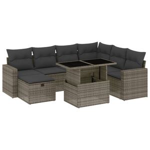 Grey PE Rattan e divano Patio in acciaio verniciato a polvere Set di mobili da esterno durevoli con rivestimento in tessuto modello d0100xfelt - Product Image 2