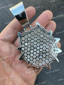 Collar con Colgante de Calavera con Incrustaciones de Diamantes de Moissanita en Plata 925, Estilo Hip Hop, Lujoso, para Hombre y Mujer - Product Image 4