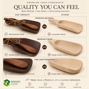 Juego de Cucharas para Servir de Madera Clásicas Hechas a Mano y Ecológicas WEWOOD con Mango Corto y Capacidad de 15 ml, Incluye Bandeja de Madera - Product Image 4