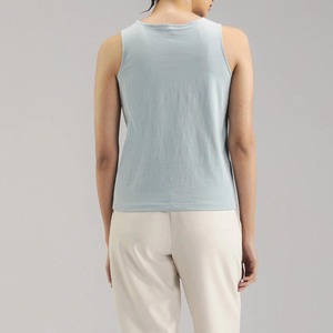 Camisetas sin mangas personalizadas para mujer, de algodón, para verano, adelgazantes, con sujetador incorporado, técnica bordada, tejidas, al por mayor - Product Image 4