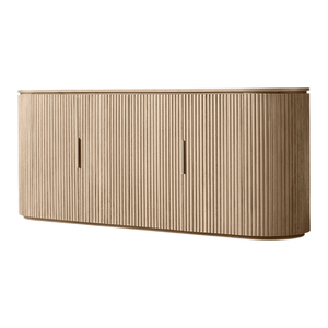 Luxury Japandi <b>Sideboard</b> Solid Teak Curved Fluted Cabinet Elegant <b>Storage</b> Console with Shelves for Dining Living Room - Product Image 3