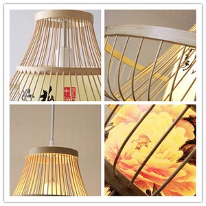 Abat-jour en bambou et rotin, design actuel, fait main, luminaire suspendu pour intérieurs de luxe - Product Image 2