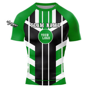 Vente en gros de rashguards unisexes de qualité, personnalisés, à manches courtes, en spandex et polyester, respirants, pour le fitness, séchage rapide, UPF50, antibactériens - Product Image 6