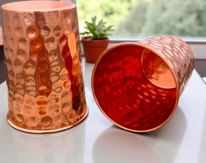 Copper tumblers clean line modern design drinkware ayurvedic health <b>cups</b> eco <b>reusable</b> durable for contemporary kitchen use - Product Image 4
