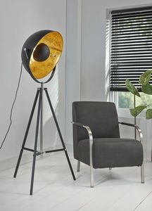 Industrial Tripod Floor Lamp Metal Iron Construction LED Cold White <b>Light</b> Dimmable Drum <b>Shade</b> for Living Room Bedroom Decoration - Product Image 4