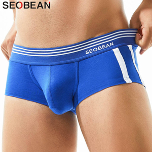 <b>Custom</b> Men's 100% Cotton Printed Beaded Mid-Rise <b>Boxer</b> Briefs Breathable Quick Dry Machine-Washable Soft Underwear OEM ODM - Product Image 4