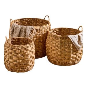 HOT SELLING BLUE LOTUS Natural Hand Woven Water <b>Hyacinth</b> <b>Basket</b> Eco Friendly 50x40x30cm Multiple Section Laundry Hamper for - Product Image 1