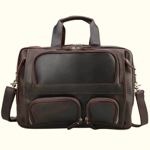 Classic <b>Men's</b> premium Quality Genuine Cow <b>Leather</b> Briefcase With Buckle Closure And Adjustable Strap For Business Use - Product Image 3