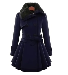 3. Abrigo de Mezcla de Lana para Mujer, Abrigo de Invierno de Lujo con Cuello de Solapa y Cinturón, Ropa Exterior de Moda, Proveedor Mayorista OEM ODM - Product Image 1