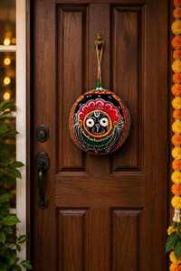 Obra de Arte Tradicional de Odisha, Hecha a Mano, con la Figura del Dios Jagannath en Cáscara de Coco, para Decoración del Hogar - Product Image 3