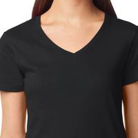 T-shirt décontracté en coton à col en V pour femme, manches courtes, basique, doux, respirant, confortable, coupe régulière, vêtements de mode en gros