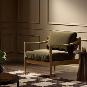 Nouvelle arrivée - Chaise longue moderne de luxe en teck massif et tissu écologique, confortable pour salon, appartement, hôtel - Abdi - Product Image 1