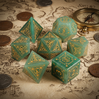 Ensemble de dés de jeu de rôle RPG et de stratégie de table DND, en pierre précieuse minérale naturelle à motif gravé, polyédriques
