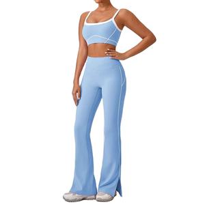 Conjuntos Deportivos de Secado Rápido de Alta Calidad, Conjunto de Fitness de Gimnasio Elástico, Pantalones Acampanados, Conjunto de Yoga Deportivo de 2 Piezas para Mujer - Product Image 4