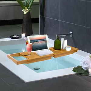 Vassoio da Bagno in Bambù Artigianale Estensibile con Supporto per Tablet e Telefono, Porta Piatti per un'Esperienza di Bagno Confortevole - Product Image 6