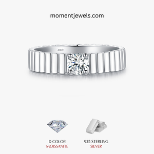 Bague en argent sterling 925 avec moissanite, style vintage simple unisexe, incrustation brillante, bague ronde pour le doigt, plaqué rhodium, bijoux fins pour moi - Product Image 1
