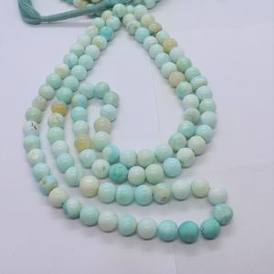 ลูกปัดโอปอลเปรูธรรมชาติทรงกลมเรียบ ขนาด 8-8.5 มม. สีฟ้า โอปอลเปรูทรงกลม ลูกปัดโอปอลสีฟ้าไล่เฉดสีฟ้าสำหรับทำเครื่องประดับ - Product Image 1