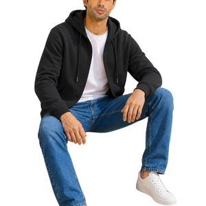 Sweat à capuche zippé en molleton de coton personnalisé pour homme avec fermeture éclair intégrale et poches avant pour collections de vêtements en marque blanche - Product Image 6