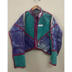 Soft Comfortable Breathable Eco-Friendly Cotton Vintage Winter Wear <b>for</b> <b>Women</b> Girls Kantha Stitch Embroidery <b>Jacket</b> - Product Image 4