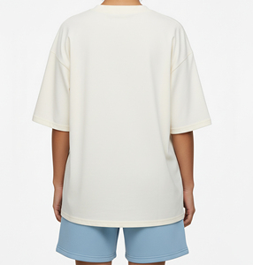 Ensemble décontracté pour femme : T-shirt à manches courtes et short bleu clair, coupe ample, printemps-été, 100 % coton tricoté, tenue deux pièces - Product Image 3
