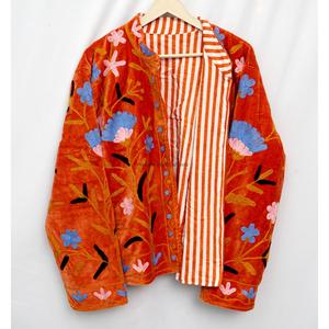 <b>WOODEN</b> <b>BLOCK</b> CRAFT INDIA Velvet Printed Autumn Winter Handloom Unisex Stylish Ethnic Modern Casual Short Outerwear Breathable - Product Image 3