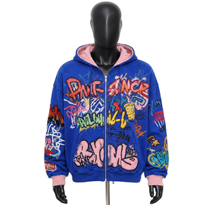 Sudaderas con capucha y cremallera estampadas para hombre en grandes cantidades, de primera calidad, personalizadas, estilo streetwear. - Product Image 3