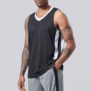 เสื้อบาสเก็ตบอลแบบซับลิเมชั่นสั่งทำพิเศษ คอวี แขนกุด แห้งเร็ว สำหรับทุกเพศ ทุกวัย ชุดทีม สีขาวดำ โพลีเอสเตอร์ ชุดกีฬา - Product Image 3