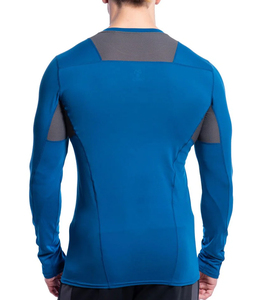 Men's <b>Blue</b> Long Sleeve Compression T-Shirt O-Neck Quick Dry Slim Fit Gym Fitness Sports <b>Base</b> <b>Layer</b> Polyester/Nylon Eco-Friendly - Product Image 3