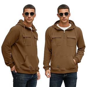 Sweat-shirts à capuche cargo de qualité supérieure pour hommes, sweat-shirts à fermeture éclair quart de tour, sweat-shirts décontractés à capuche - Product Image 1