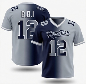 เสื้อรักบี้สีน้ำเงินอมเขียวไล่เฉดสีดำ แบบแห้งเร็ว พิมพ์ลายแบบ Sublimation สำหรับผู้ใหญ่ จำหน่ายเสื้อรักบี้แบบขายส่ง - Product Image 4