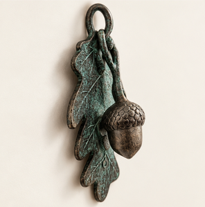 Battant de porte décoratif en forme de chêne et de feuille de chêne, finition verdigris, inspiré de la nature, pour l'entrée - Product Image 2