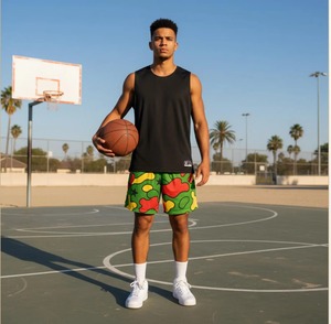 Shorts de sport pour homme, taille haute, couleur unie, séchage rapide, respirant, taille élastique, polyester/coton - Product Image 6