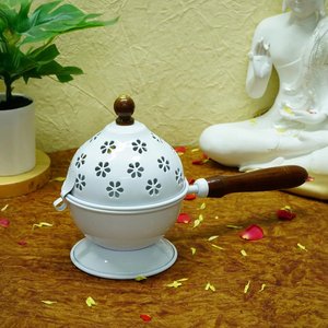 Brûleur à Bakhoor en acier inoxydable Rooyal Look avec poignée en bois, diffuseur d'arômes pour la maison, porte-Bakhoor, porte-encens d'aromathérapie - Product Image 1