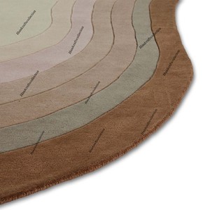 Alfombra Abstracta Topográfica Verde, Forma Orgánica Esculpida, Alfombra Contemporánea de Lana Premium Hecha a Mano para Dormitorio o Sala de Estar - Product Image 6
