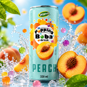 WANA OEM ODM Boisson prête à boire au pêche et aux perles éclatantes (Popping Boba) en canette 320ml, boisson fruitée, marque privée, faible MOQ, saveur personnalisée, faible teneur en sucre, Vietnam - Product Image 2