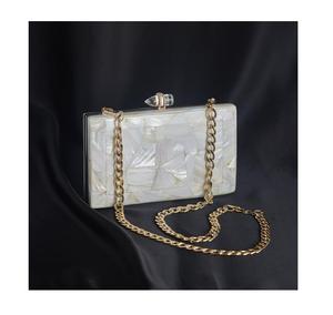 Handicrafts White for Resin Handmade Bohemian Marble Effect Durable Clutch Magnetic Closure Chain Handle Summer Cute Daily - Product Image 5