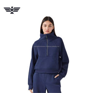 Sudadera de Forro Polar con Cuello Alto y Media Cremallera para Mujer, Suave y Acogedora, Sudadera con Capucha Informal para Invierno, Color Personalizado, Logotipo Frontal - Product Image 1