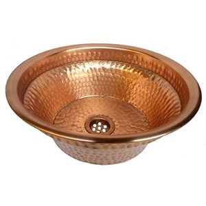 Évier en cuivre martelé rond doré mat à poser sous le comptoir, lavabo de luxe en métal pour la maison, design durable - Product Image 2