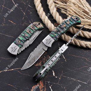 Navaja Plegable de Acero de Damasco con Mango de Madera Pakka, Hoja Afilada de Alta Calidad, EDC, Plegable, Hecha a Mano, para Senderismo y Viajes, ODM - Product Image 2