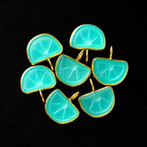 Sky Blue Chalcedony Orange Fruit Carved Gemstone Pendant Sterling <b>Silver</b> Gold Vermeil <b>Charm</b> Natural Healing Crystal Jewelry Bulk - Product Image 5