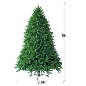 5FT Sturdy Metal Stand with 600 Realistic PVC Tips Hinged Design <b>Artificial</b> Green Christmas <b>Tree</b> - Product Image 1