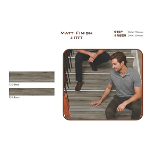 1200x300mm & 1200x200mm Luxury Sugar Finish Porcelain <b>Step</b> Riser Tiles-11mm 4ft Stair Treads for Exterior & Bathroom Use - Product Image 1