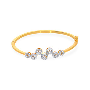 Elegant Women's Yellow Gold 14K Lab Grown Diamond Spiral <b>Bangle</b> <b>Bracelet</b> Classic Intricate Circular Design Sparkling Stones - Product Image 1