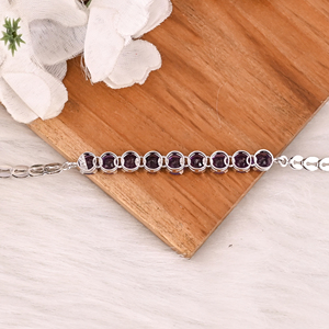 Luxury Purple Amethyst Tennis <b>Bracelet</b> Handmade 925 Silver Jewelry for Unisex - Product Image 4