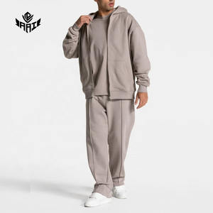 ชุดเซ็ตฮู้ดดี้ซิปแบบมีซิป MOQ ต่ำ รับทำโลโก้ เสื้อผ้ากีฬาผ้าฟลีซ ชุดวอร์มสองชิ้น รับผลิตแบบ OEM ODM ขายส่ง สหรัฐอเมริกา - Product Image 1