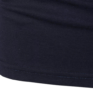 Polo de Manga Corta Azul Marino para Hombre, Color Sólido, Tejido de Punto, Estilo Casual, Cuello y Puños Blancos - Product Image 5