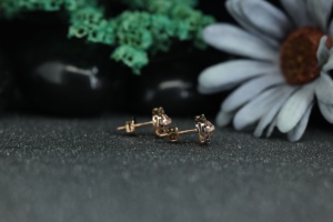 Rose Gold Black Halo Moissanite Stud <b>Earrings</b> 925 Sterling Silver | Unique Round Designer Screw <b>Back</b> <b>Earrings</b> Women Wholesale - Product Image 6