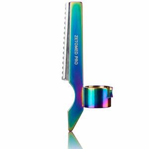 Navaja de peluquero de acero inoxidable con anillo para el dedo para texturizar el cabello, entresacar y peinar - Product Image 1